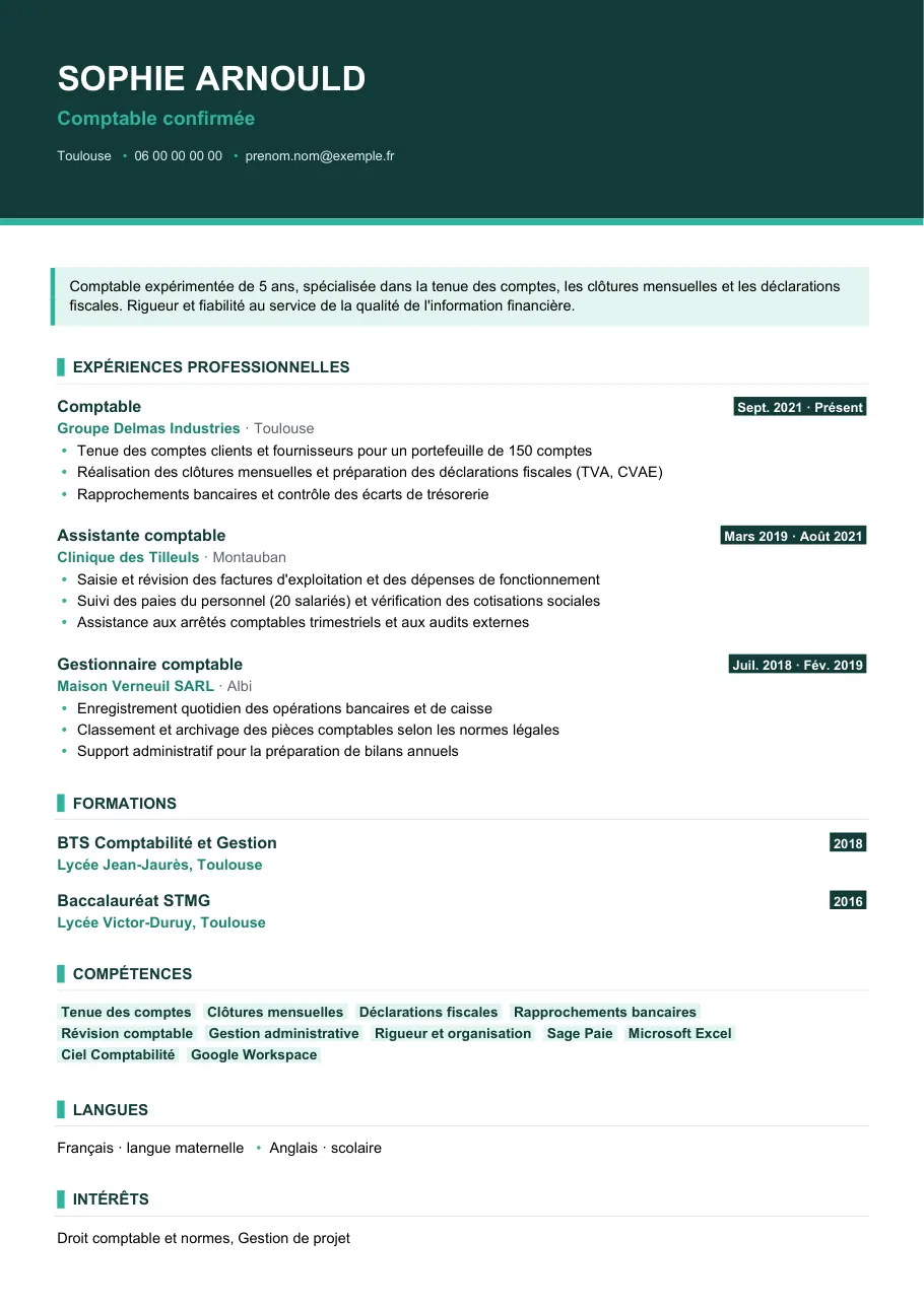 Exemple de CV de cv de comptable : le guide complet, modèle Visuel d'IGOR