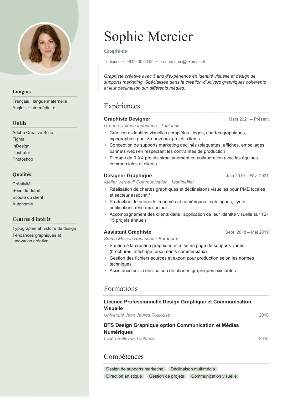 Exemple de CV de graphiste